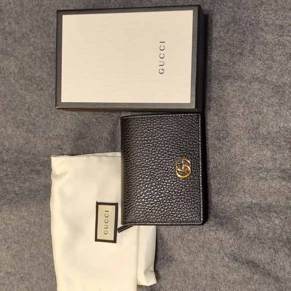 Gucci Accessories - GUCCI Bi-Fold Wallet GG Marmont Leather Black 456126 - NEW